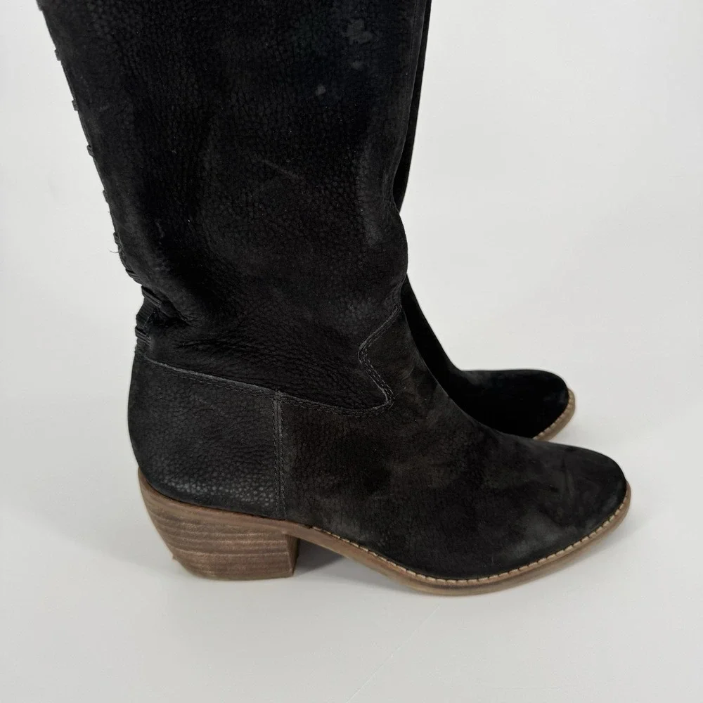 Lucky Brand Khlonn Over The Knee Bohemian Boho Black‎ Leather Boots Size 8.5